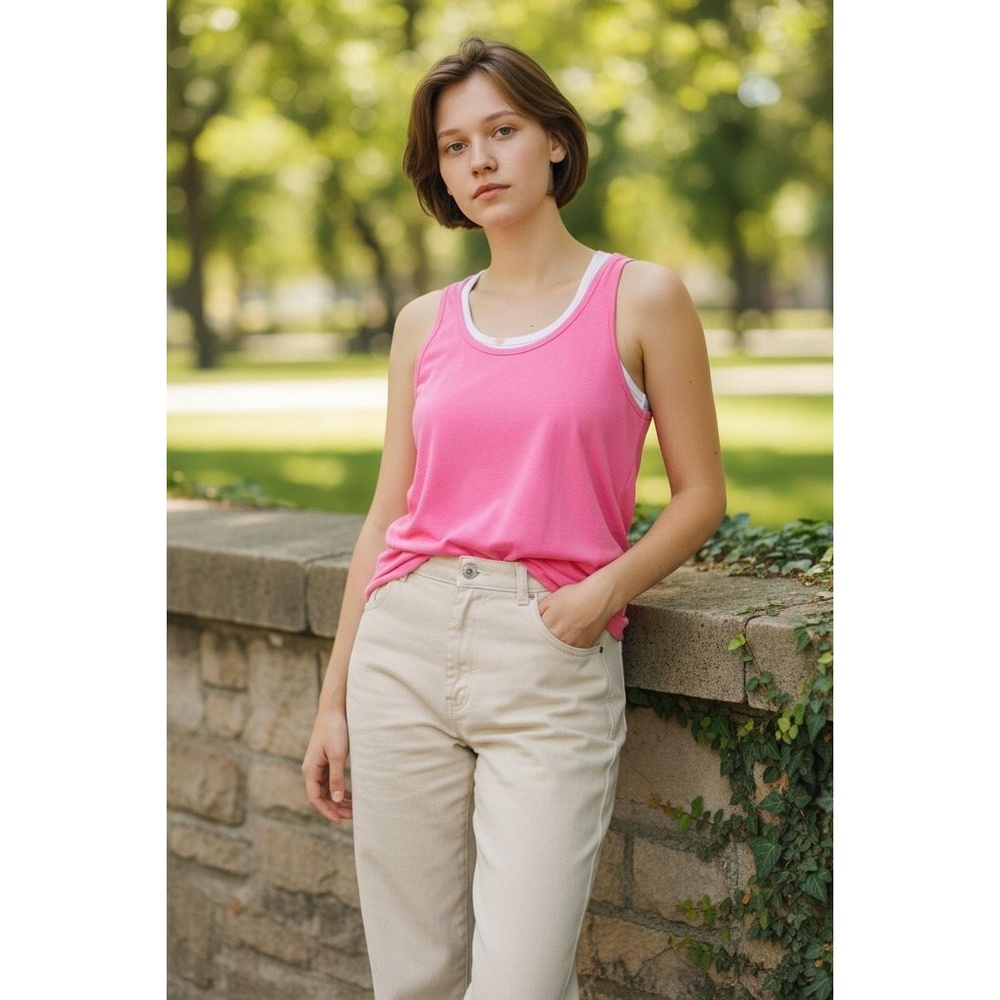 NWT‎ Xersion Girls 10-12 Vibrant Pink Activewear Tank Top 2-Piece Round Neck